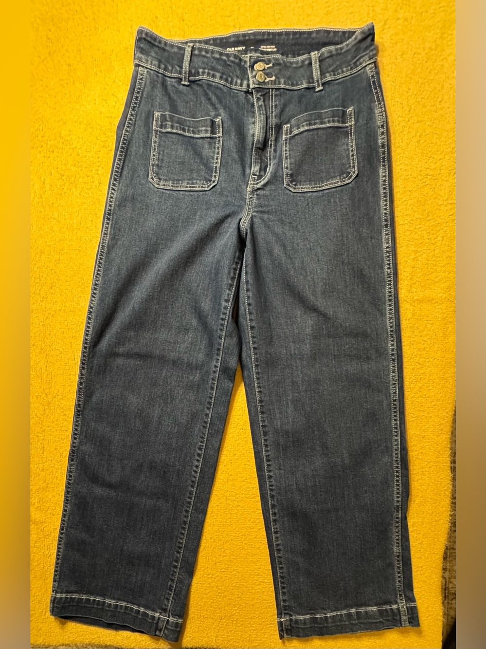 Old Navy Dark Blue Wide-Leg Jeans with Front Patch Pockets